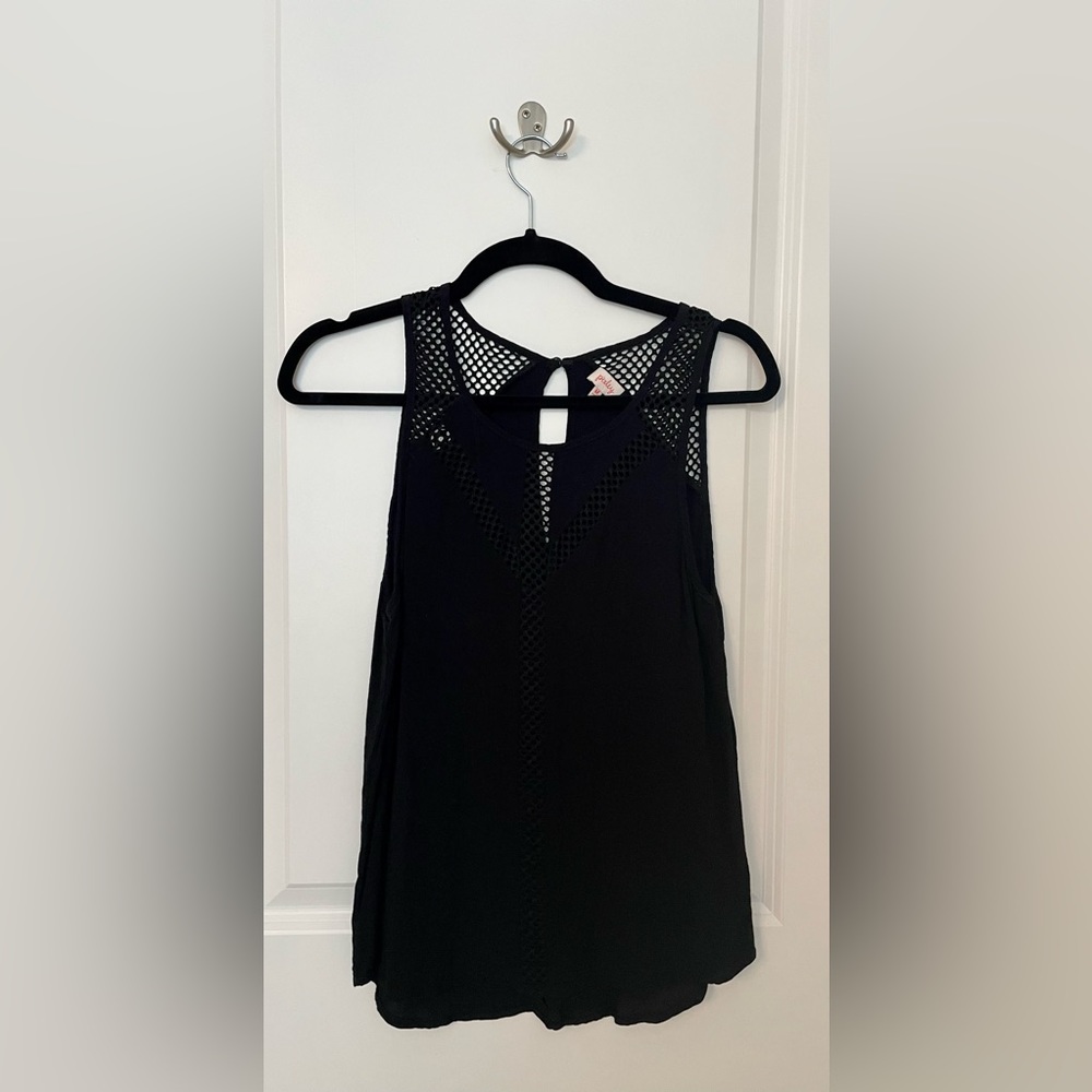 Black Wayman Mesh Panel Blouse